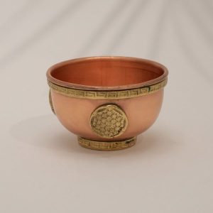 Brûleur d&rsquo;encens tibétain en cuivre pur, Fleur de vie  7,5 cm