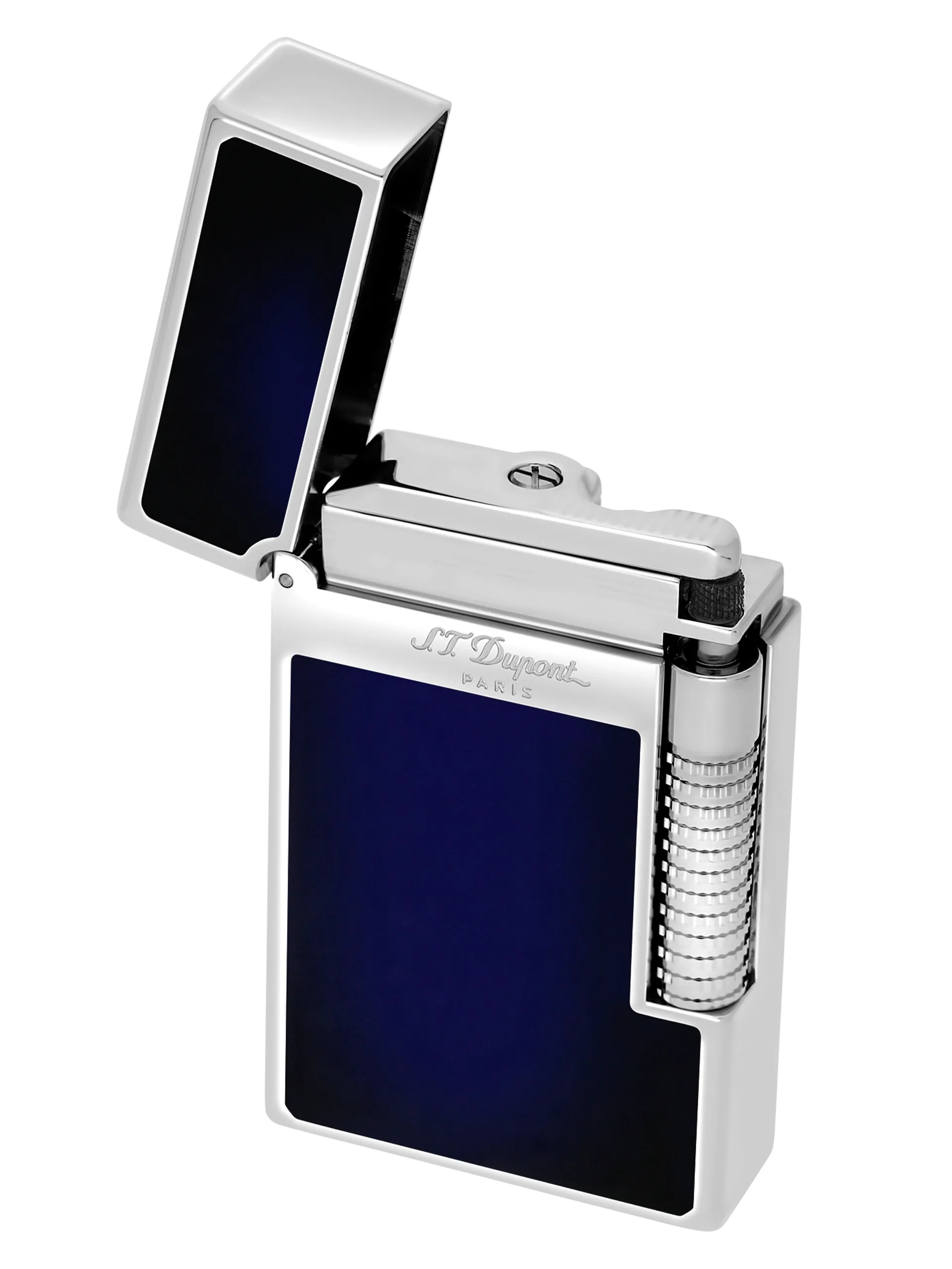 Briquet S.T. Dupont Le Grand Dupont Cling Laqué Bleu Et Palladium – Image 4