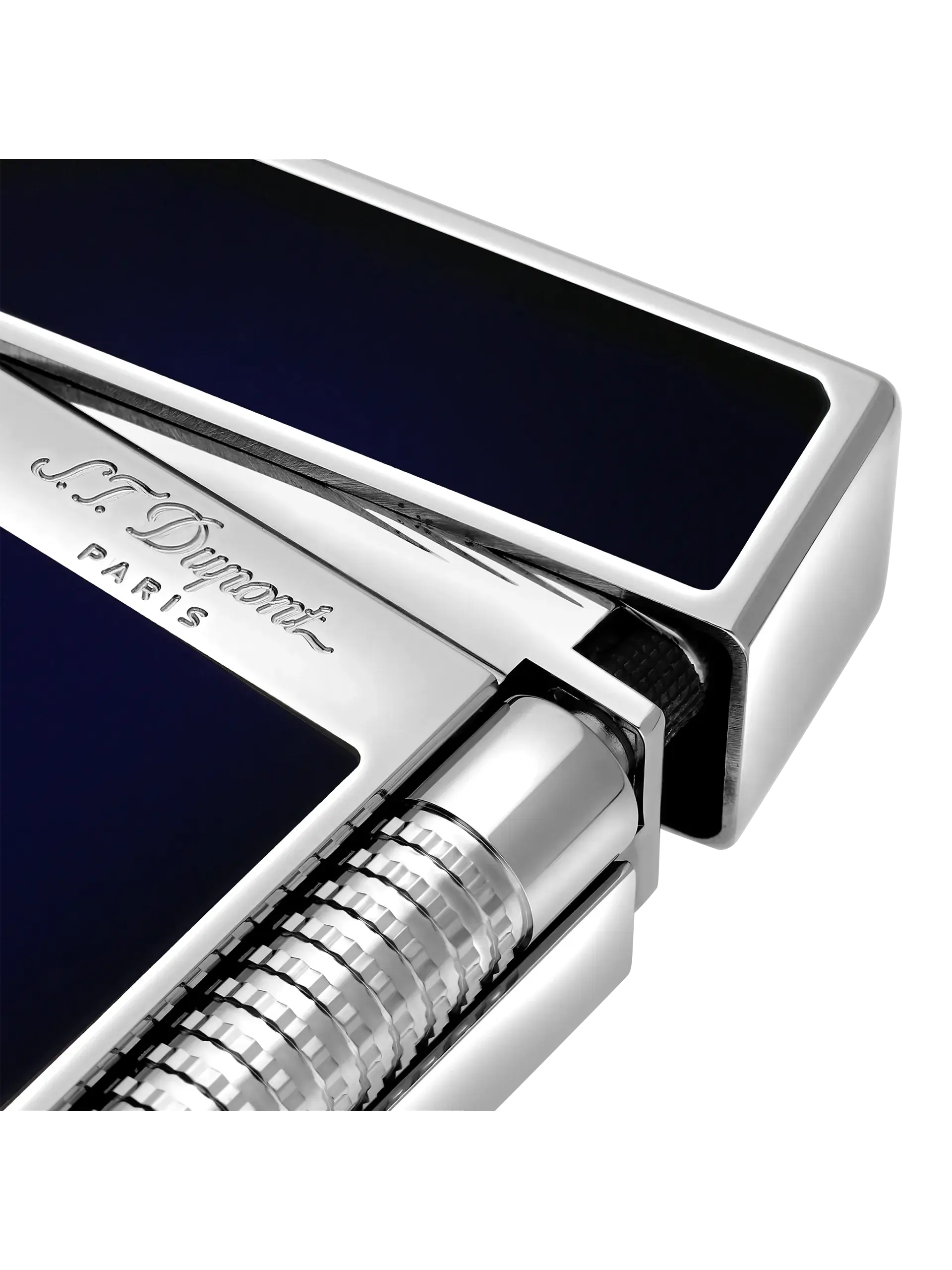 Briquet S.T. Dupont Le Grand Dupont Cling Laqué Bleu Et Palladium – Image 3