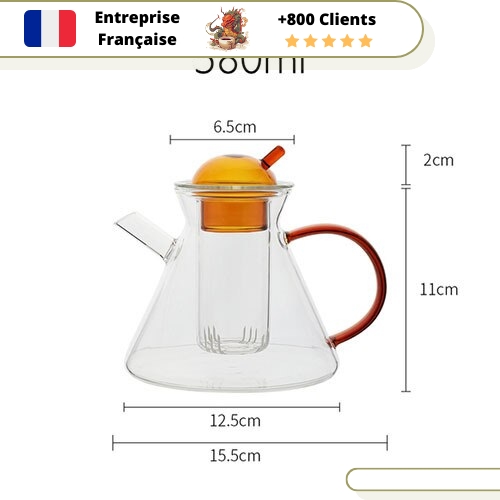 Théière en Verre avec Infuseur Verre 580ml – Image 3