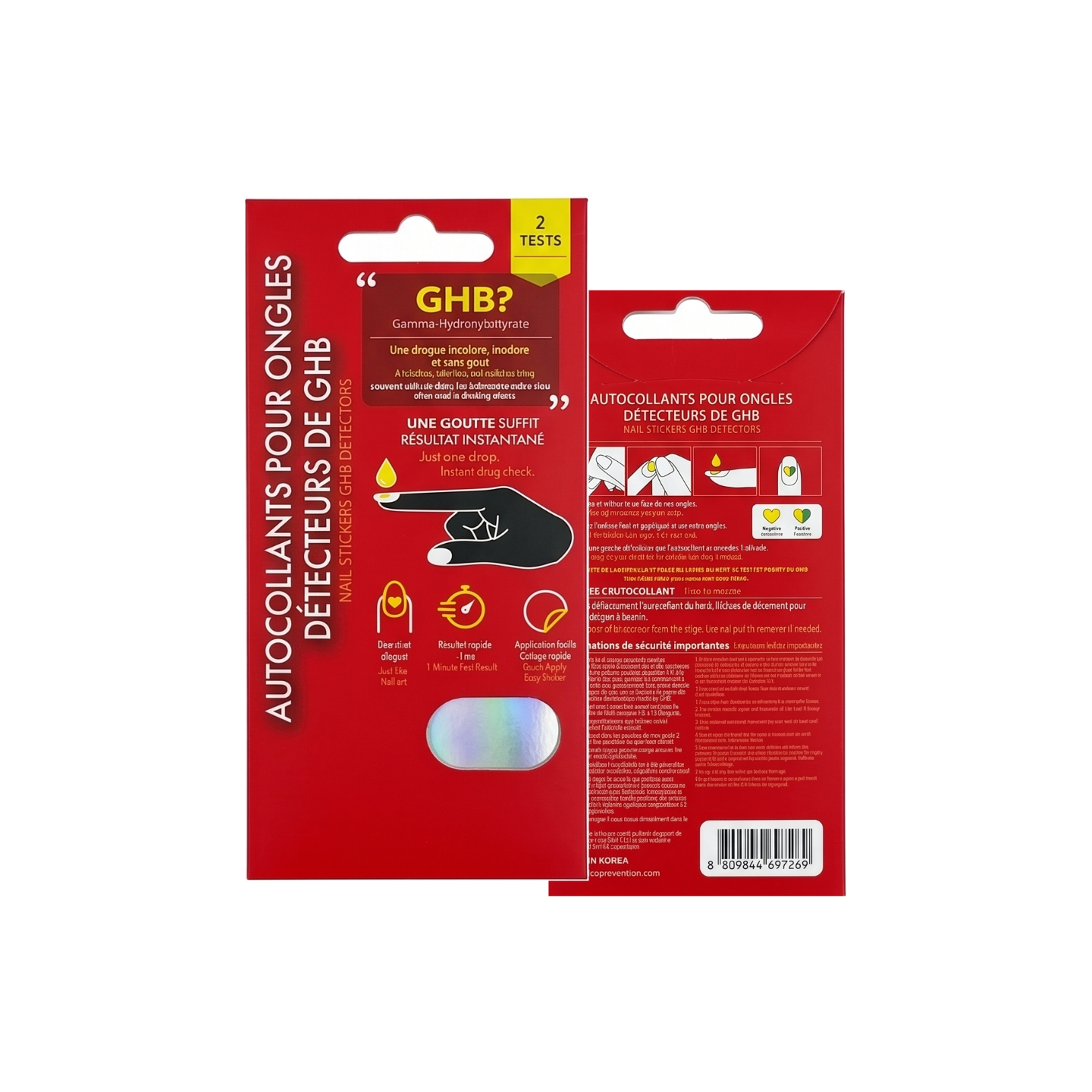 ETHYLIA AUTOCOLLANTS DÉTECTEUR GHB POUR ONGLES 2PC – Image 2