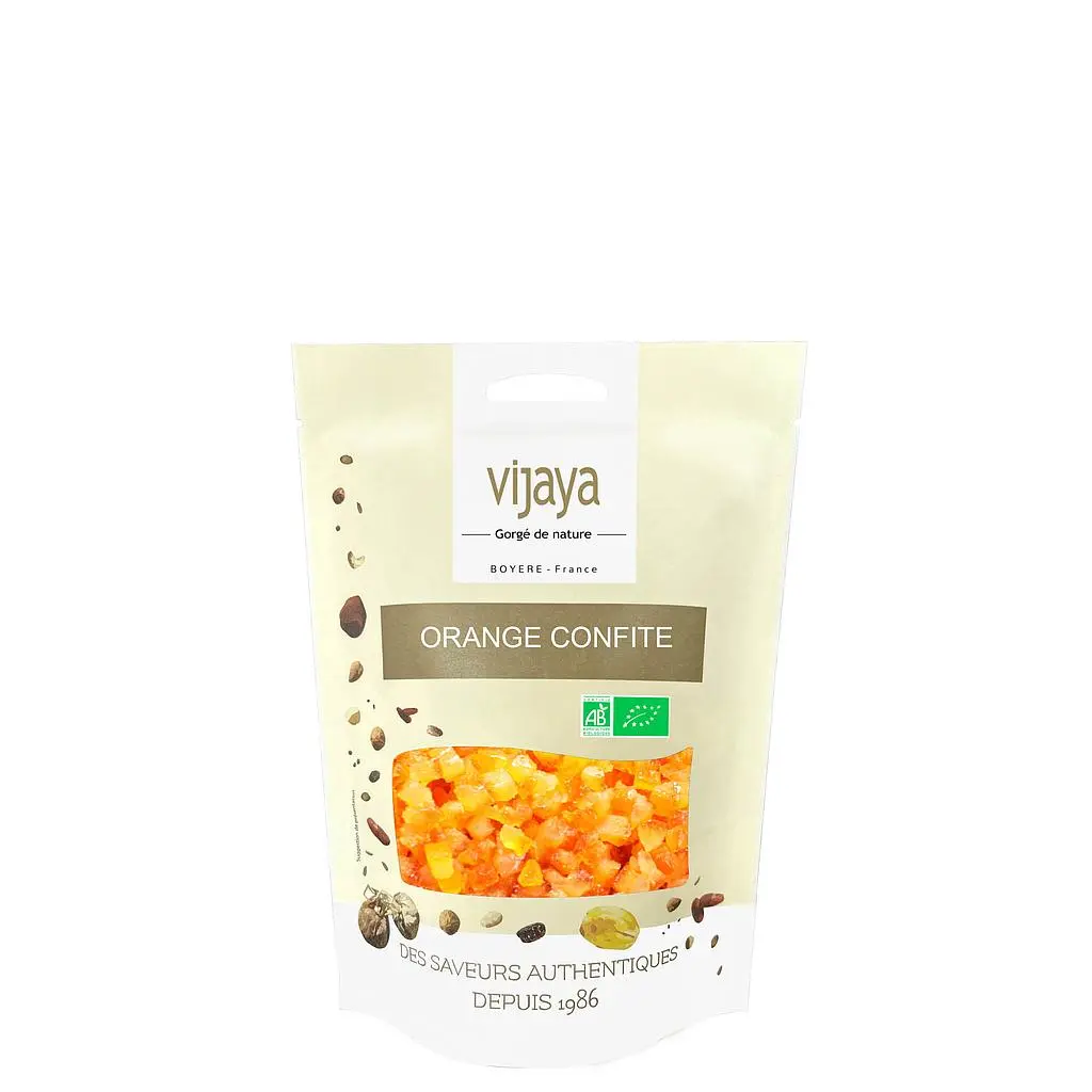 Ecorce d’Orange Confite – Cubes – 250g – 5 mm – Bio*