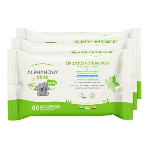 Lingettes Nettoyantes à l’Amande Douce Bio X3 – Alphanova