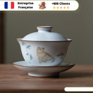 Théière Chinoise Dehua Gaiwan Chat 160ml