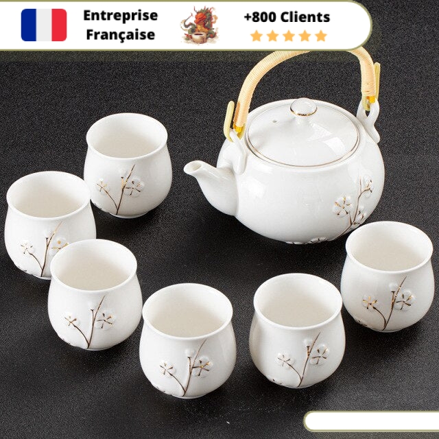 Service à Thé 6 Tasses Porcelaine 650ml – Image 2