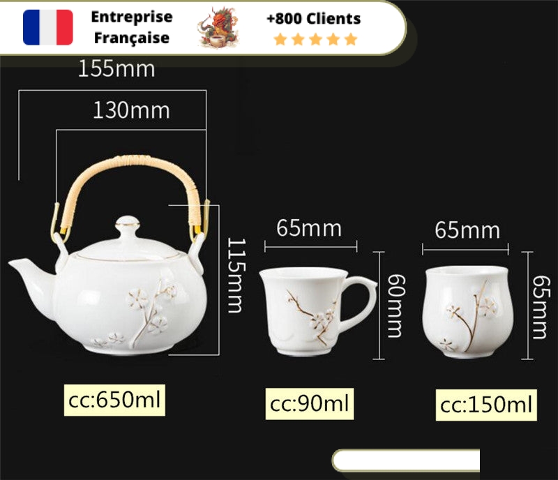 Service à Thé 6 Tasses Porcelaine 650ml – Image 9