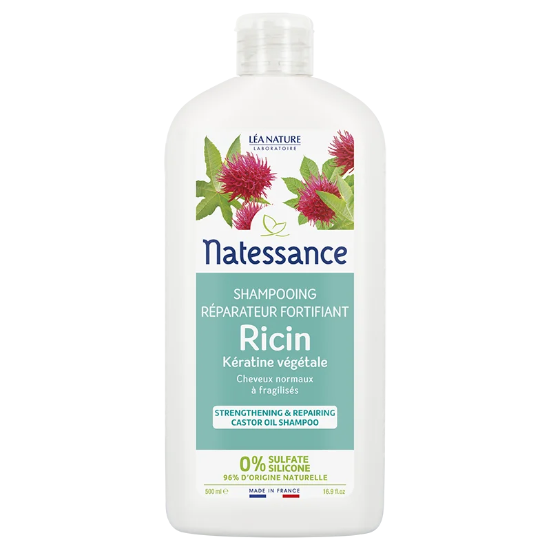 Shampooing Réparateur Fortifiant à l’Huile de Ricin Bio 500 ml – Natessance – Image 2