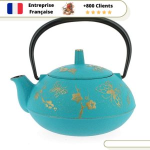 Théière en Fonte Turquoise Iwachu Papillon 600ml