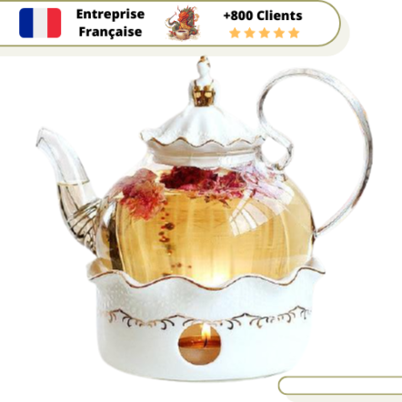 Théière en Verre et Porcelaine avec Réchaud 600ml – Image 2